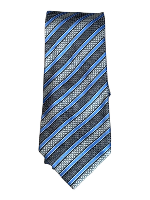 Ermenegildo Zegna Blue & Gray Silk Striped Men's Tie Blue & Gray