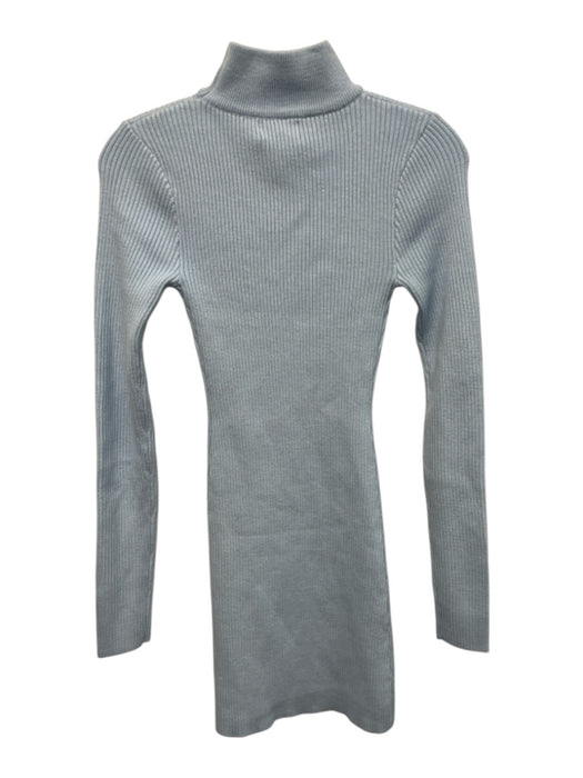 Frankies Bikinis Size S Light Blue Acrylic & Polyester Mock Neck Rib Knit Dress Light Blue / S