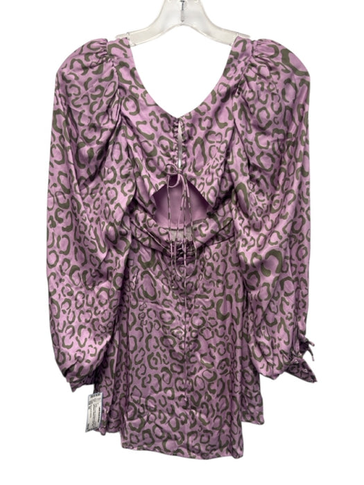 For Love & Lemons Size XS Purple & Green Ecovero & Viscose Animal Print Dress Purple & Green / XS