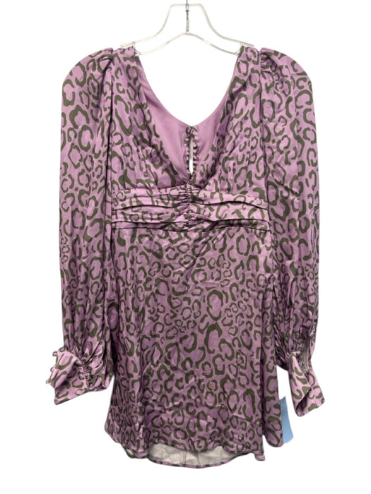 For Love & Lemons Size XS Purple & Green Ecovero & Viscose Animal Print Dress Purple & Green / XS