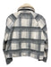 Zara Size S White & Gray Print Polyester Plaid Fleece Faux Fur Collar Jacket White & Gray Print / S