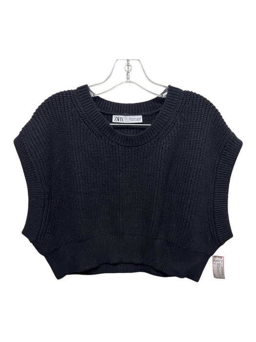 Zara Size S Black Viscose Ribbed Cap Sleeve Elastic Waist Skirt Set Black / S