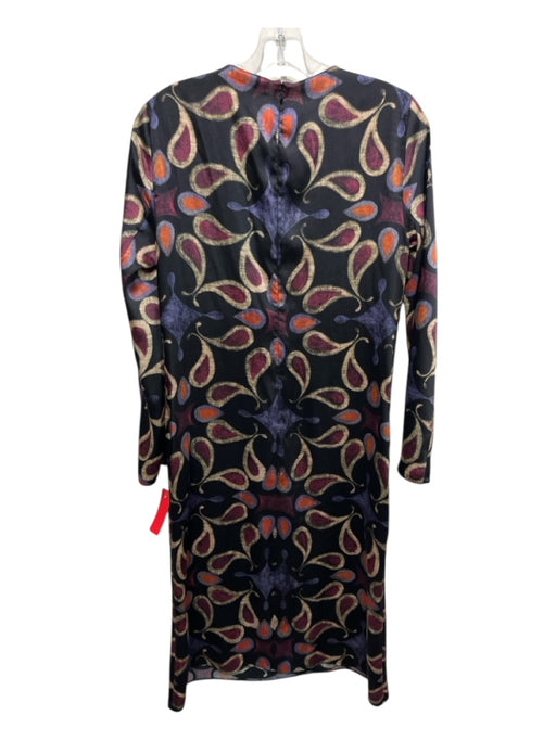 Zara Size S Black, Purple, Pink Polyester Back Zip Paisley Long Sleeve Dress Black, Purple, Pink / S
