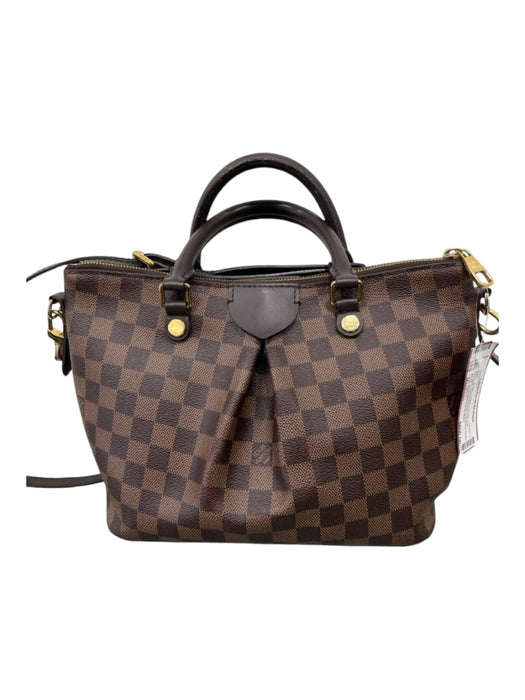 Louis Vuitton Brown Coated Canvas Top Handles Damier Ebene Crossbody Strap Bag Brown / Medium