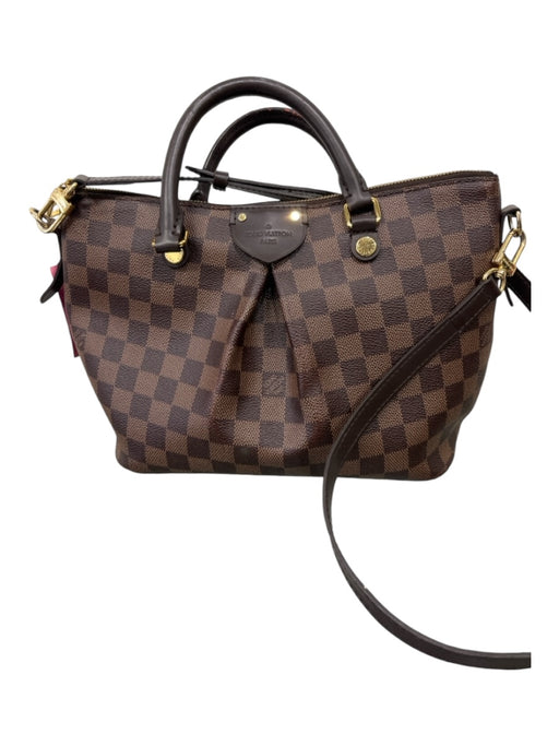 Louis Vuitton Brown Coated Canvas Top Handles Damier Ebene Crossbody Strap Bag Brown / Medium