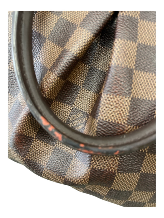 Louis Vuitton Brown Coated Canvas Top Handles Damier Ebene Crossbody Strap Bag Brown / Medium