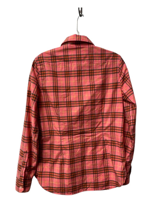 Burberry Size 6 Pink, Green, Red Cotton Collared Button Down Long Sleeve Top Pink, Green, Red / 6