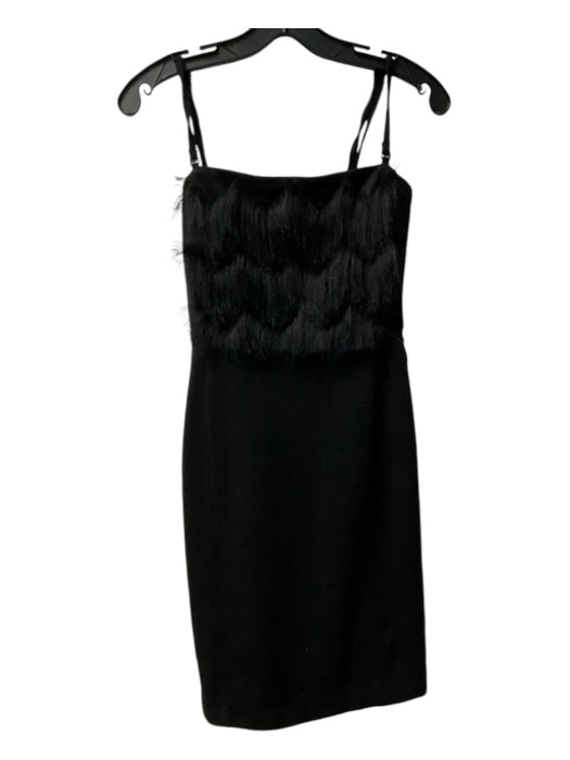 Banana Republic Size 6P Black Polyester Spaghetti Strap Fringe Detail Dress Black / 6P