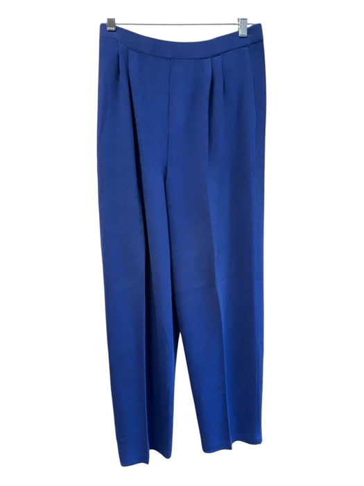 St John Collection Size 8 Blue Knit Pockets Elastic Band Straight Leg Pants Blue / 8