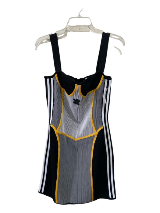 Adidas x Paolina Russo Size L Black, White, Yellow Polyester Ribbed Knit Dress Black, White, Yellow / L