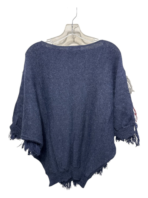 Carolina K Size M Navy, Gray & Burgundy Alpaca & Acrylic Dolman Sleeve Sweater Navy, Gray & Burgundy / M