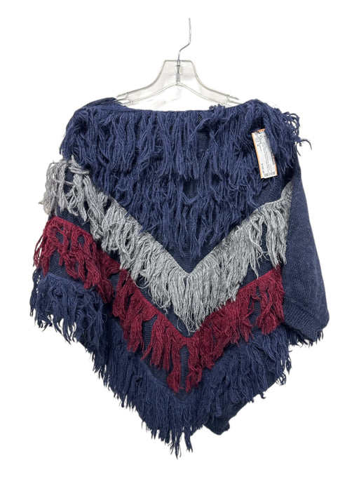 Carolina K Size M Navy, Gray & Burgundy Alpaca & Acrylic Dolman Sleeve Sweater Navy, Gray & Burgundy / M