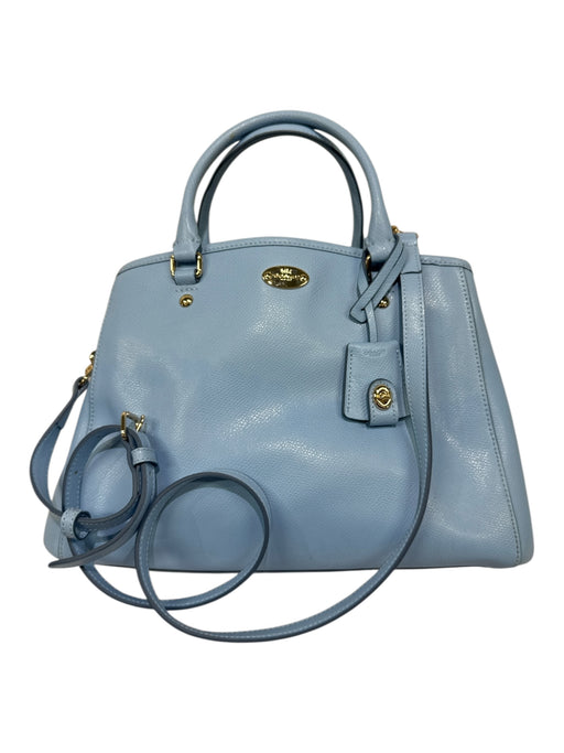 Coach Light Blue Saffiano Leather 2 Handles Gold Hardware Zip Top hand bag Bag Light Blue / S