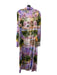 Cynthia Rowley Size L Purple, Pink, Green Silk Tropical Button Down Maxi Dress Purple, Pink, Green / L