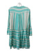 Devotion Twins Size S Aqua Blue & orange Cotton V Neck Long Sleeve Dress Aqua Blue & orange / S