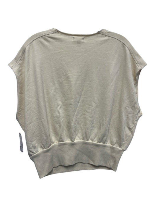 Pilcro Size Medium Cream White Sleeveless Cotton Back Pleated Ribbed Top Cream White / Medium