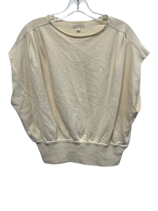 Pilcro Size Medium Cream White Sleeveless Cotton Back Pleated Ribbed Top Cream White / Medium
