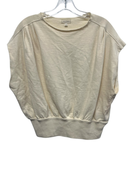 Pilcro Size Medium Cream White Sleeveless Cotton Back Pleated Ribbed Top Cream White / Medium