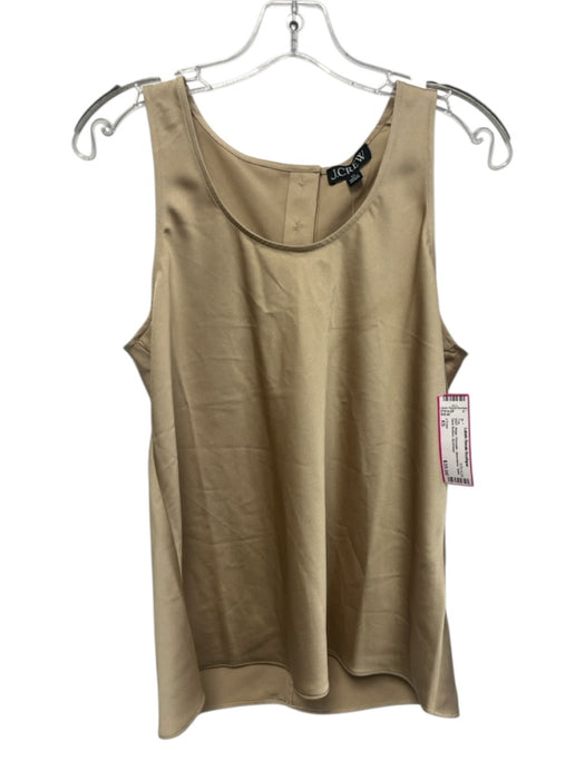 J Crew Size XS Beige Polyester Sleeveless Satin Back Buttons Top Beige / XS