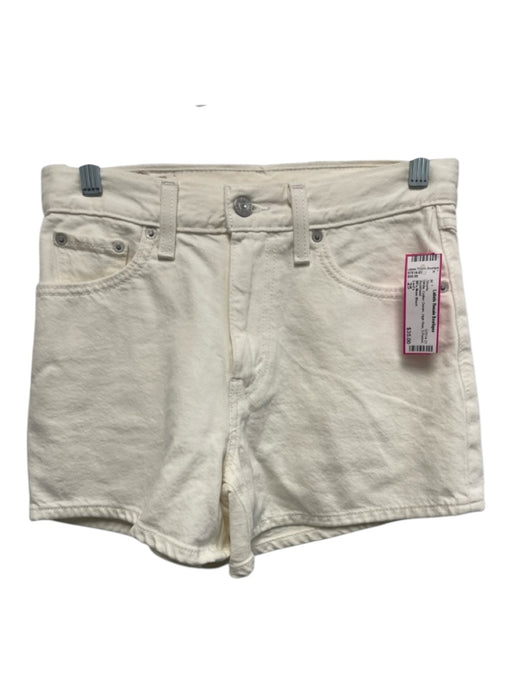 Levi's Size 25 White Cotton Denim High Rise 5 Pocket Shorts White / 25