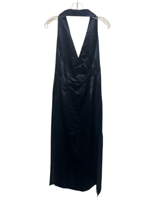 Zara Size Small Navy Blue Sleeveless Halter Neck Satin Midi Dress Navy Blue / Small