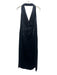 Zara Size Small Navy Blue Sleeveless Halter Neck Satin Midi Dress Navy Blue / Small