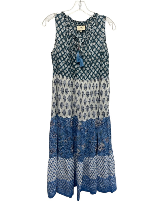 Tuckernuck Size XS Blue, Teal, Pink Cotton Blend Sleeveless Mixed Floral Dress Blue, Teal, Pink / XS