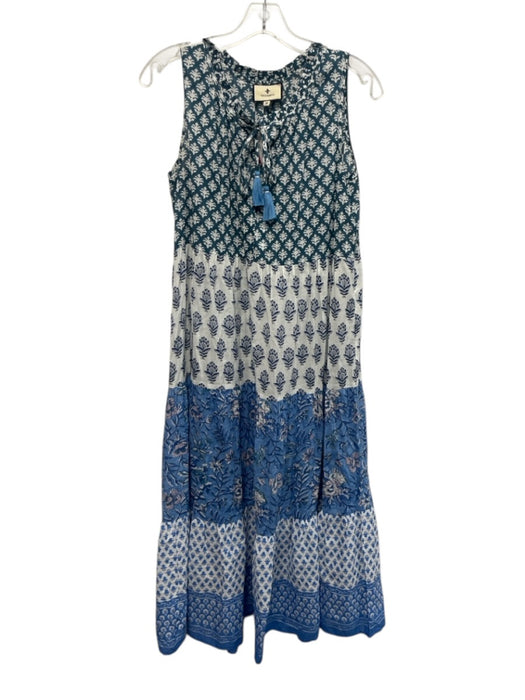 Tuckernuck Size XS Blue, Teal, Pink Cotton Blend Sleeveless Mixed Floral Dress Blue, Teal, Pink / XS