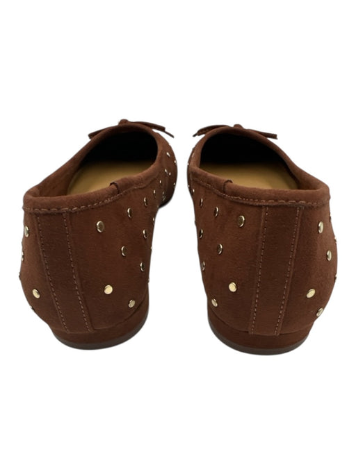 J Crew Shoe Size 7 Brown & Gold Textile Bow detail Studded Square Toe Flats Brown & Gold / 7
