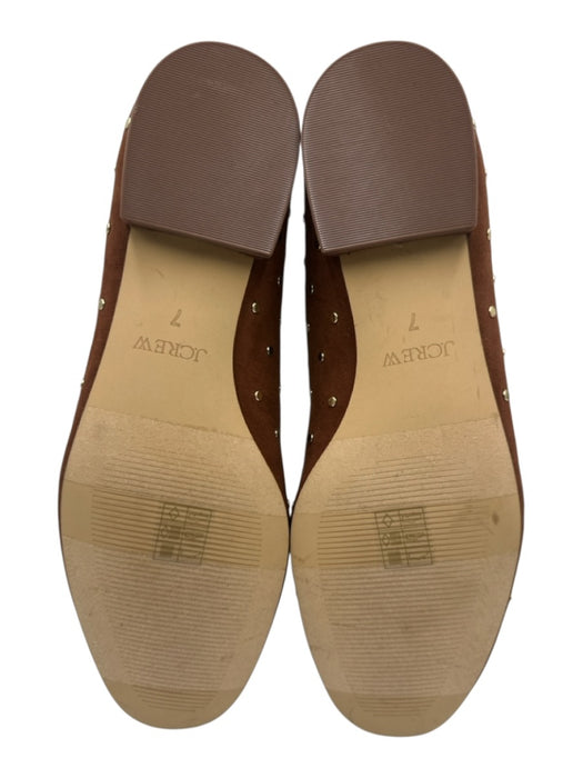 J Crew Shoe Size 7 Brown & Gold Textile Bow detail Studded Square Toe Flats Brown & Gold / 7