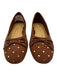 J Crew Shoe Size 7 Brown & Gold Textile Bow detail Studded Square Toe Flats Brown & Gold / 7