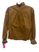 The Shirt Rochelle Behrens Size Small Brown & White Long puff sleeve smocked Top Brown & White / Small