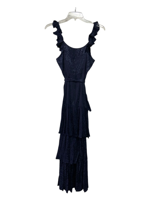 Likely Size 4 Midnight blue Viscose Blend Animal Print Ruffle Straps Maxi Dress Midnight blue / 4