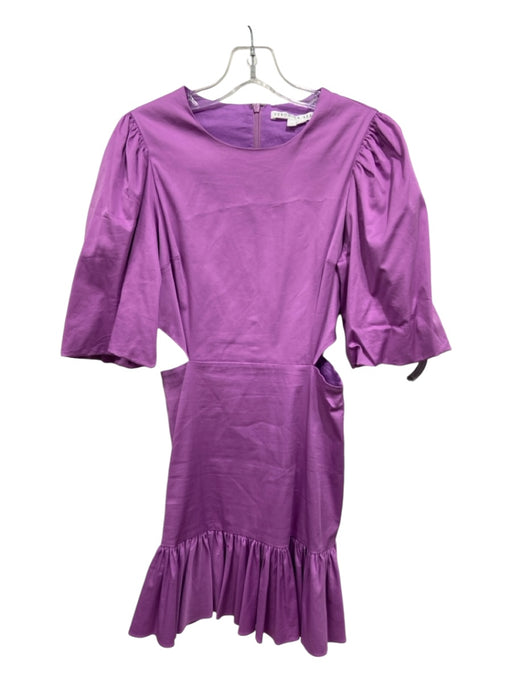 Veronica Beard Size 2 Purple Cotton Blend Round Neck Flounce Hem Cut Out Dress Purple / 2