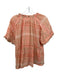 Pilcro Size S Orange Cotton Plaid Tie Neck Drop Shoulder short sleeve Top Orange / S