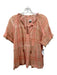 Pilcro Size S Orange Cotton Plaid Tie Neck Drop Shoulder short sleeve Top Orange / S