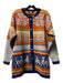 Apleks Size Est L Navy & Orange Print Wool Round Neck Long Sleeve Sweater Navy & Orange Print / Est L