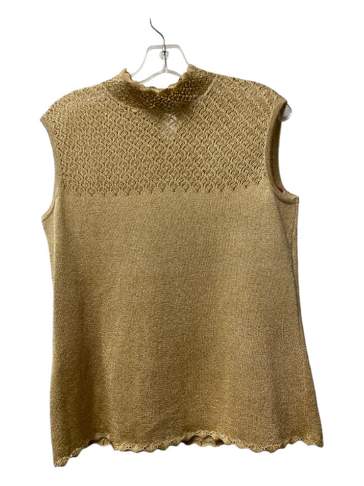 St John Size S Gold Missing Fabric Tag Knit Mock Neck Sleeveless Top Gold / S