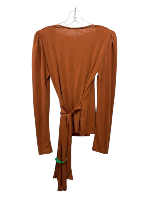 Free People Size S Burnt Orange Modal & Polyester Blend Long Sleeve Wrap Top Burnt Orange / S