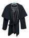 Tahari Size S Black Wool & Polyester Open Front Sash Robe Style Capelet Coat Black / S