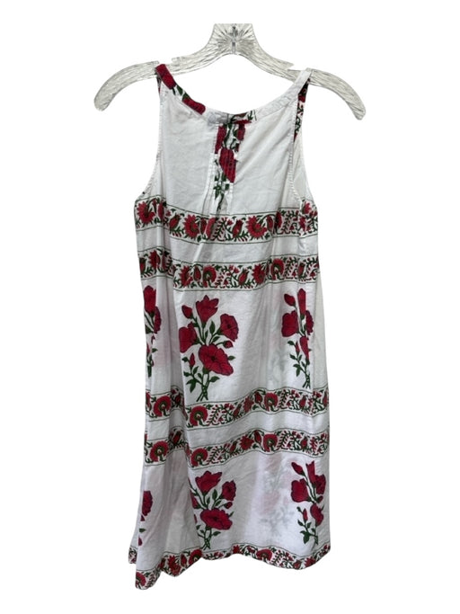 Madison Mathews Size S White, Green, Red Cotton Floral V Neck Sleeveless Dress White, Green, Red / S