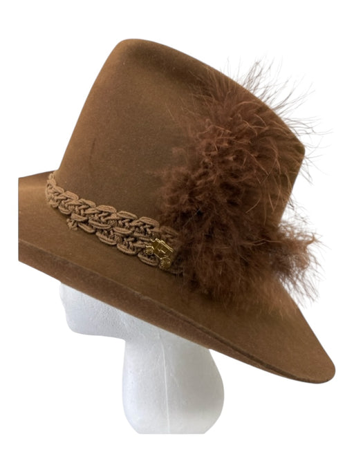 Resistol Brown Felt Braided Detail feather Tall Hat Brown / 6 7/8