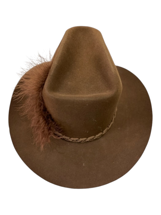 Resistol Brown Felt Braided Detail feather Tall Hat Brown / 6 7/8