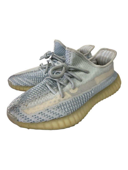 Adidas Yeezys Shoe Size 7.5 Cream & Light Blue Print Synthetic Knit Sneakers Cream & Light Blue Print / 7.5