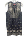 Johnny Was Size M Gray & multi Cotton Embroidered Sleeveless Split V neck Dress Gray & multi / M