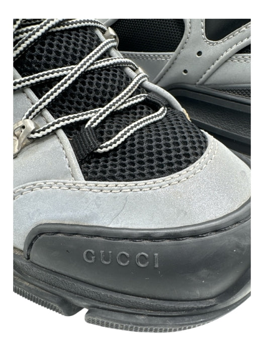 Gucci Shoe Size 10.5 Gray & Black Synthetic Reflective Sneaker Men's Shoes 10.5