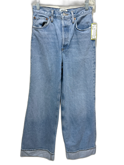 Agolde Size 24 Light Wash Cotton Denim Button Fly High Rise Wide Leg Cuff Jeans Light Wash / 24