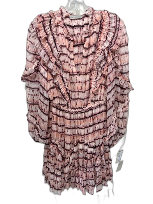 Ulla Johnson Size 4 Pink, Purple & Black Silk Chiffon Tie Dye Above Knee Dress Pink, Purple & Black / 4