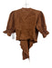 Faithfull the Brand Size 4 Chestnut Brown Linen Short Puff Sleeve Wrap Pant Set Chestnut Brown / 4