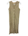 SABO Size 2 Cream Cotton Sleeveless Texture Side Slits Midi Dress Cream / 2